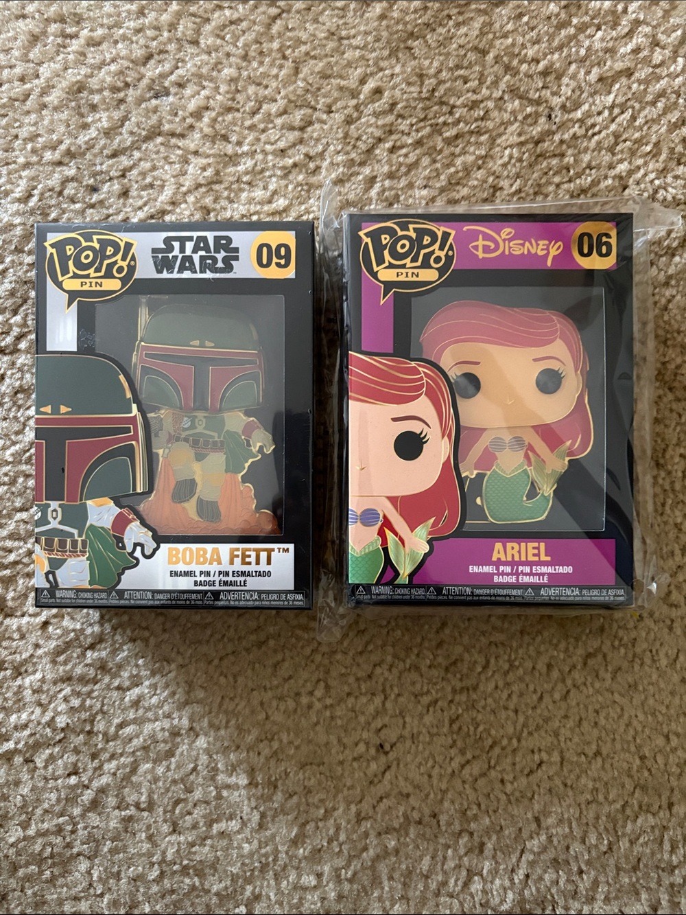 Funko POP!  Enamel pins. Boba Fett & Ariel from The Little Mermaid